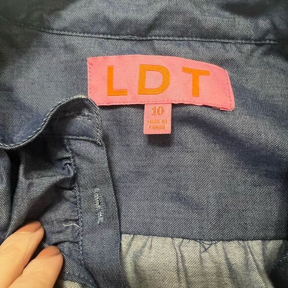 Ldt Womens Chambray Ruffled V-Neck
1/2 Button Up Shirt Shift Dress 10
Medium - Picture 14 of 14